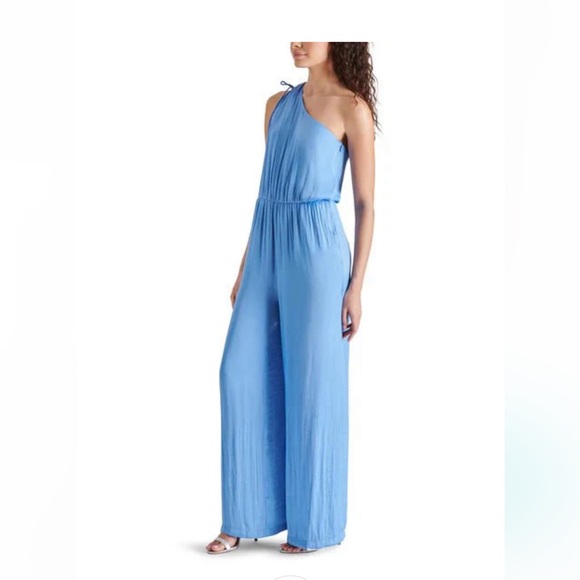 Steve Madden Pants - Steve Madden Adele One-Shoulder Blue Jumpsuit